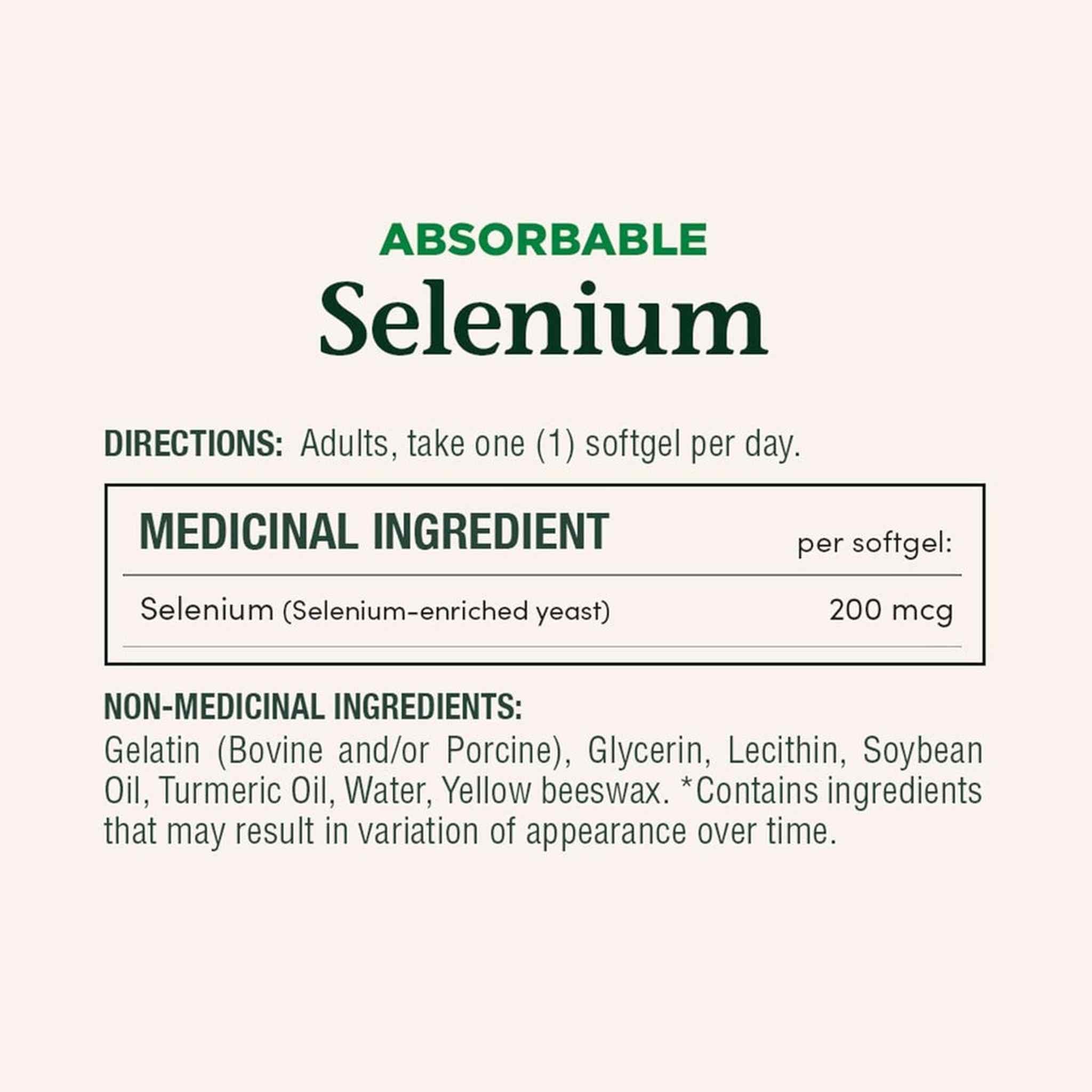 Nature's Bounty Sélénium Absorbable 200mcg – 100 Gélules Molles