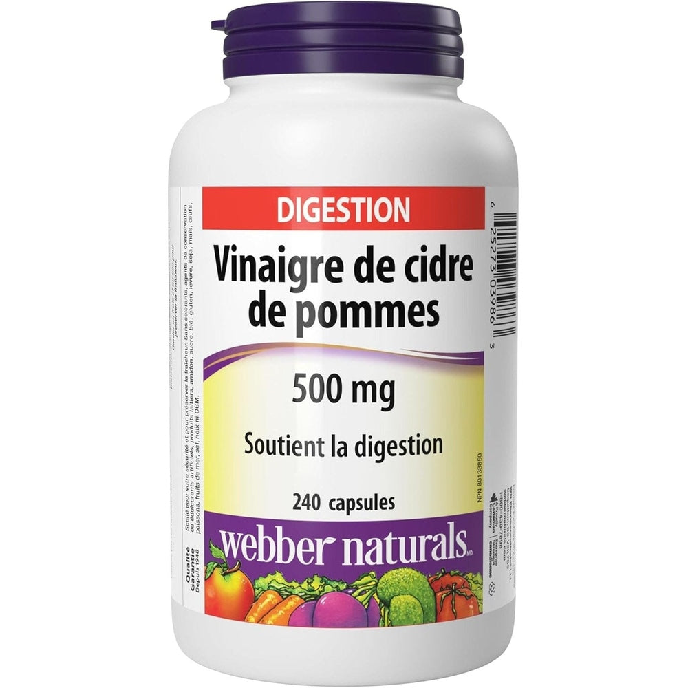 Webber Naturals Vinaigre de Cidre de Pomme 500mg – Nouvelle Formule – 240 Gélules