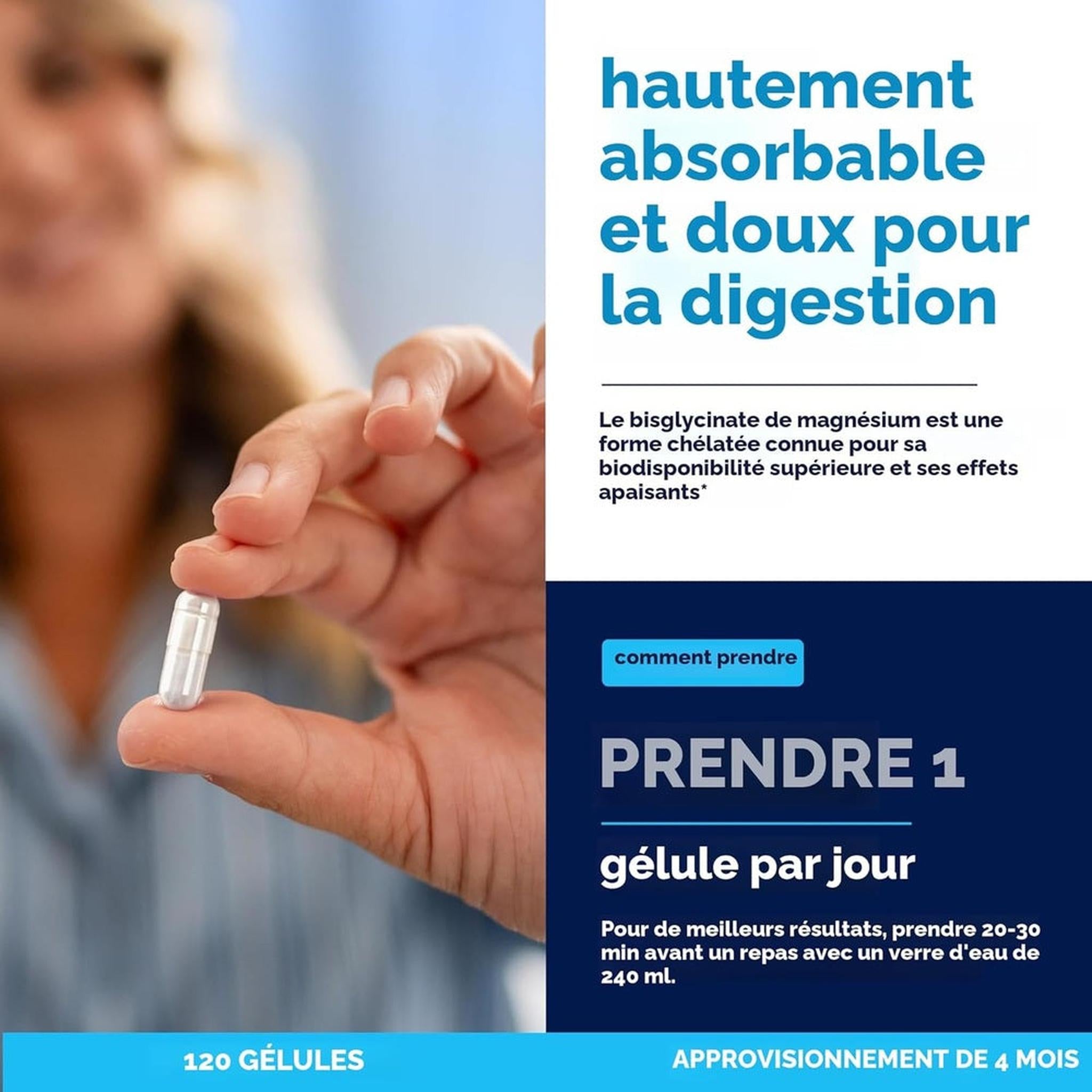 VitaUp Bisglycinate de Magnésium 200mg – 120 Gélules Végétaliennes