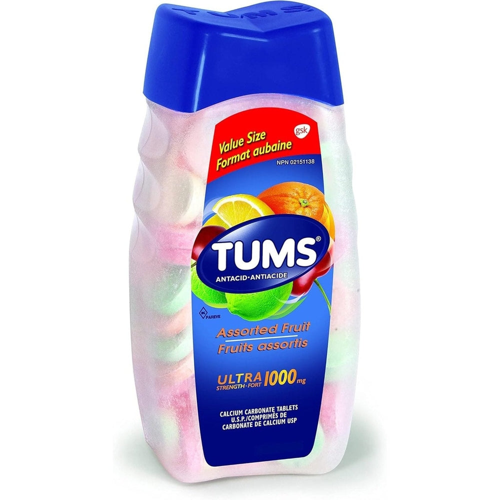 Tums Ultra Fort Antiacide – 200 Comprimés – Menthe Poivrée, Fruits Assortis & Smoothies