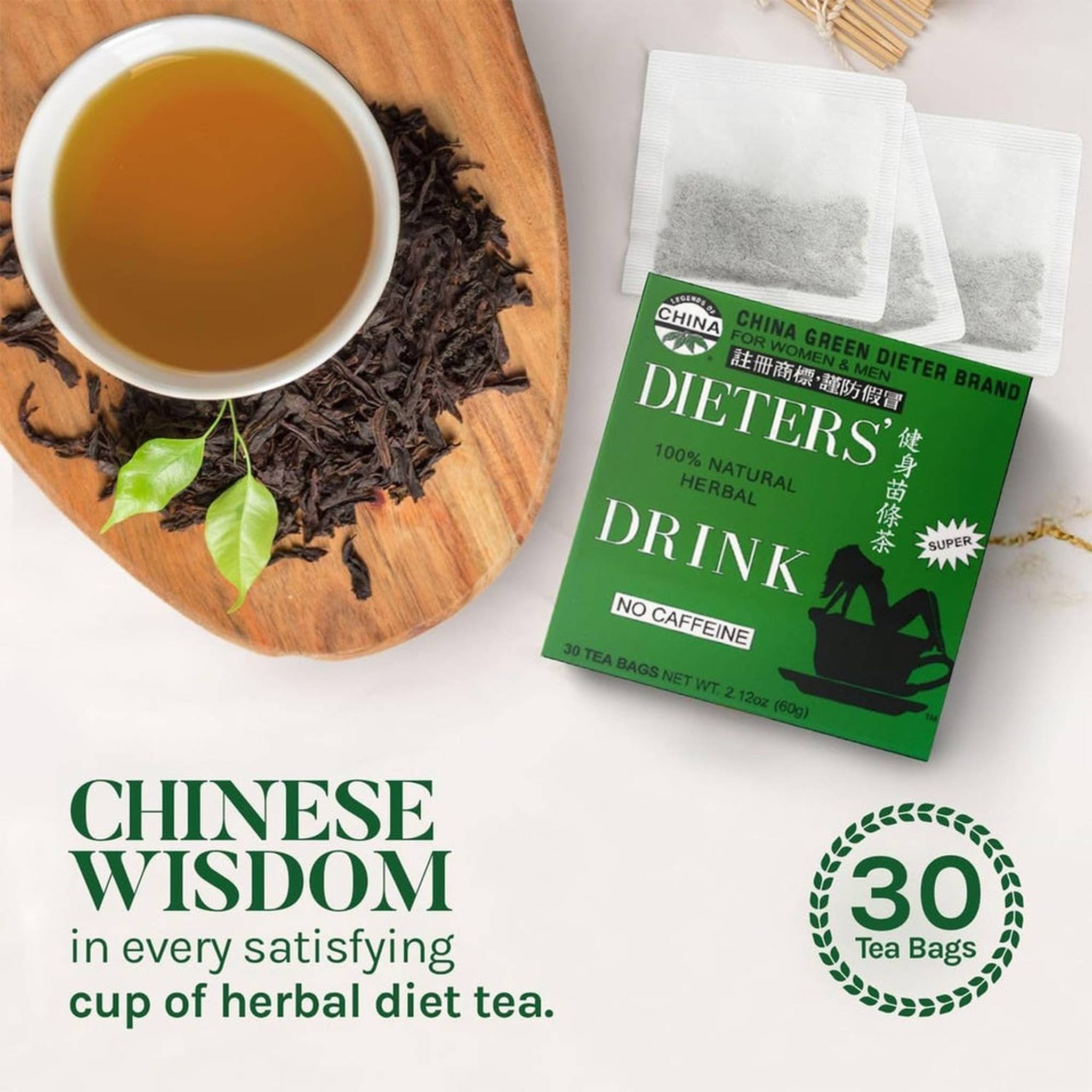 Uncle Lee China Green Dieters Tea – Thé Détox Séné – 30 Sachets – Lot de 2
