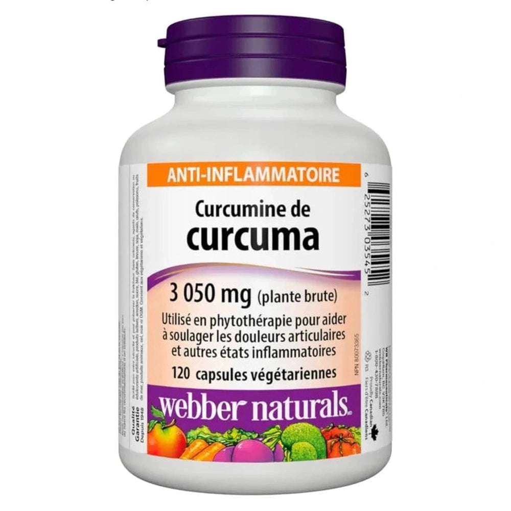 Curcuma 3050mg Webber Naturals - Anti-Inflammatoire | 120 Capsules VĂŠgĂŠtariennes