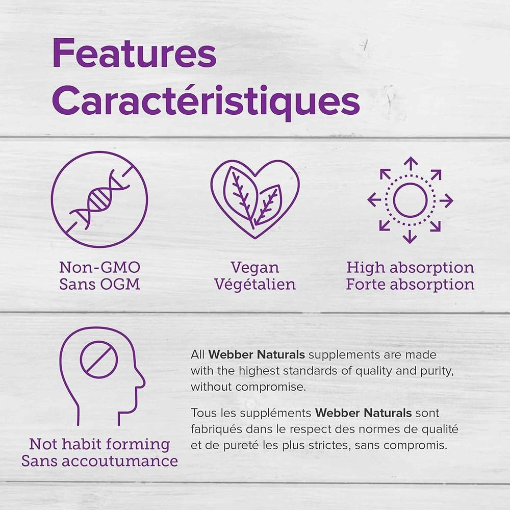 Webber Naturals Maca 500mg - Caractéristiques et bienfaits pour l'énergie, l'endurance physique et la vitalité quotidienne