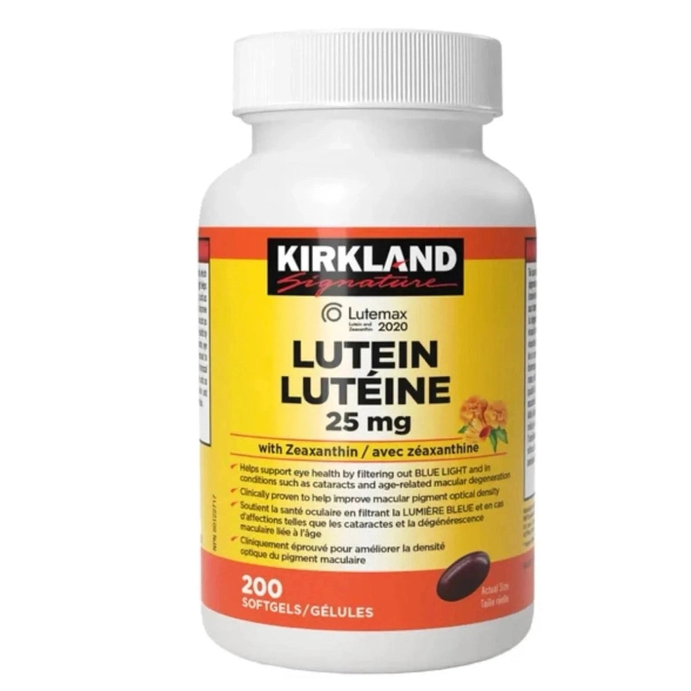 Lutéine 25mg Kirkland Signature - Santé des Yeux | 200 Gélules