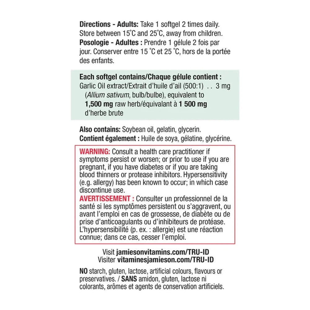 Jamieson Huile d'Ail - Soutien Immunitaire & Cardiovasculaire