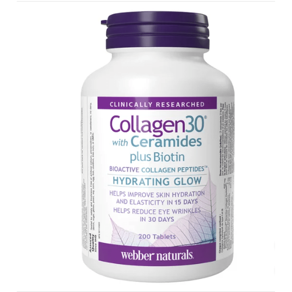 Collagène 30 Plus Biotine Webber Naturals - Peau & Cheveux | 200 Tablettes