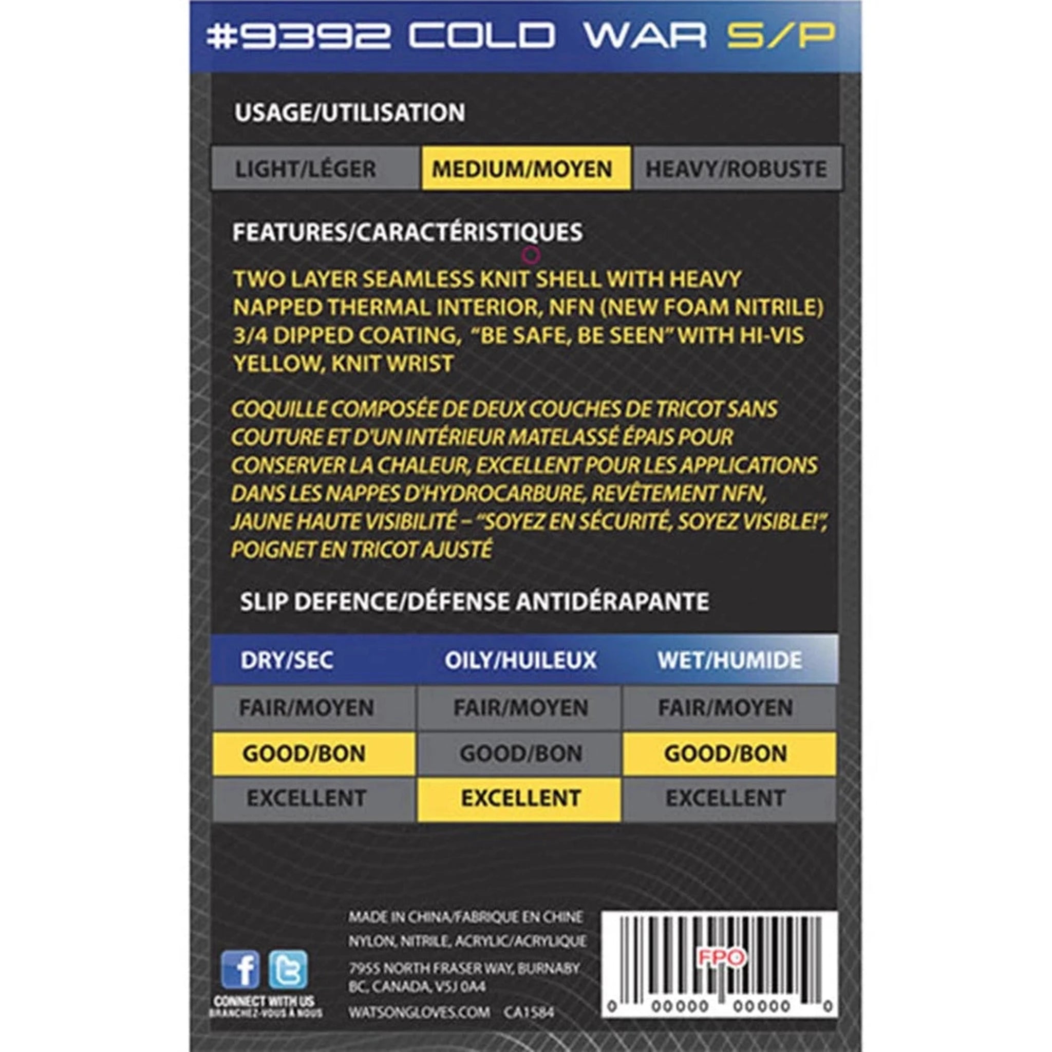 Gants enduits Watson Cold War – Gants hiver nitrile Hi-Vis
