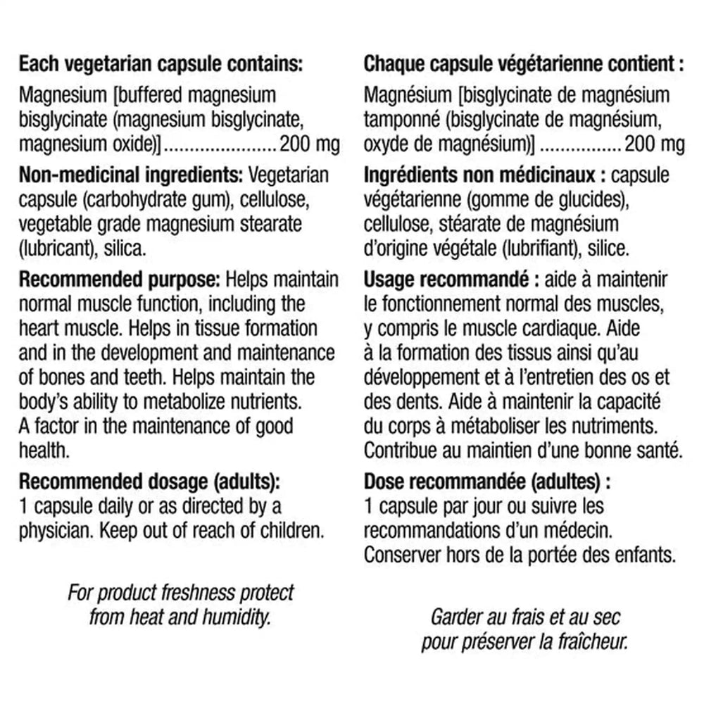 Webber Naturals Magnésium Bisglycinate 200mg – 300 Capsules