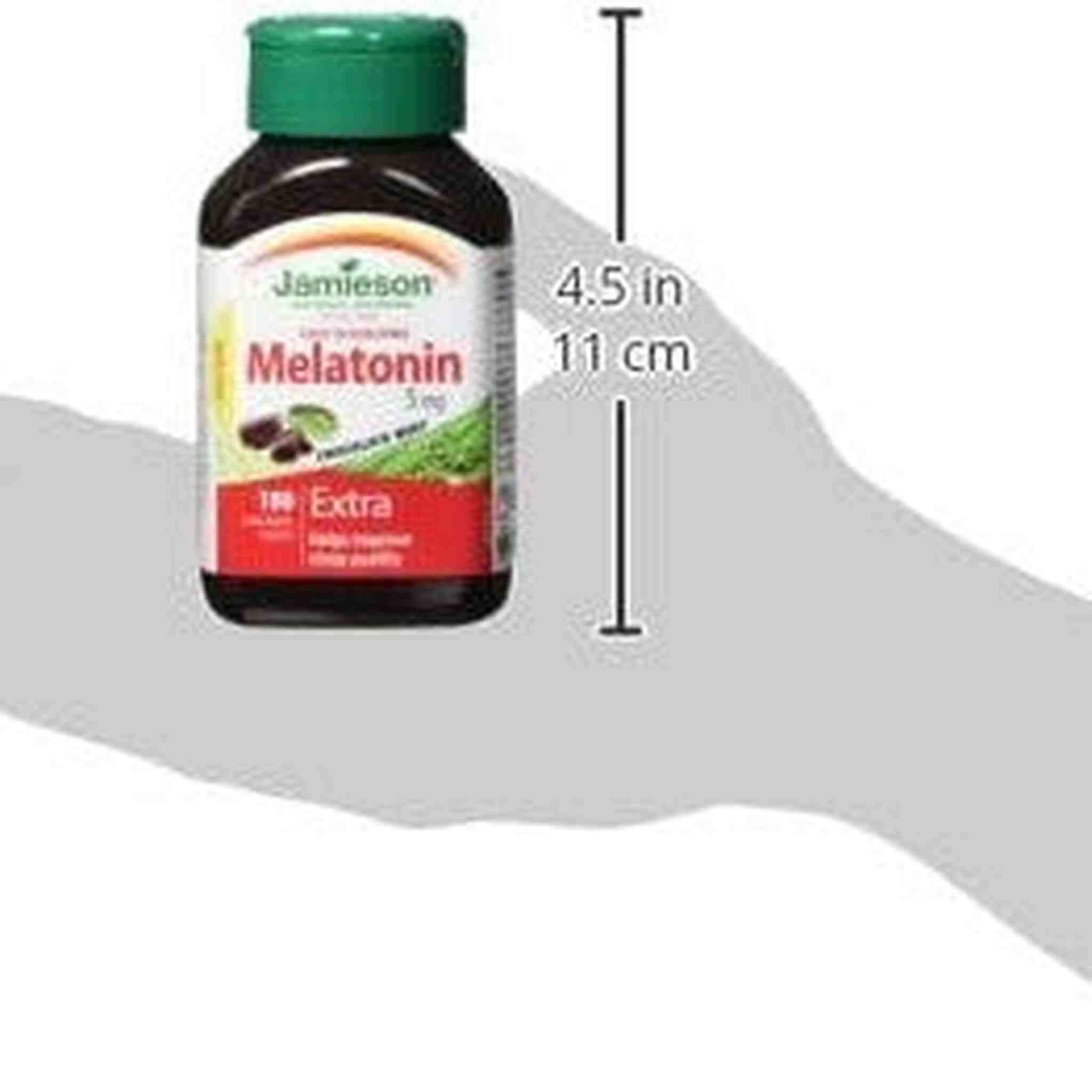 Jamieson Mélatonine 5mg Extra Forte – Menthe Chocolat – 100 Comprimés à Dissolution Rapide
