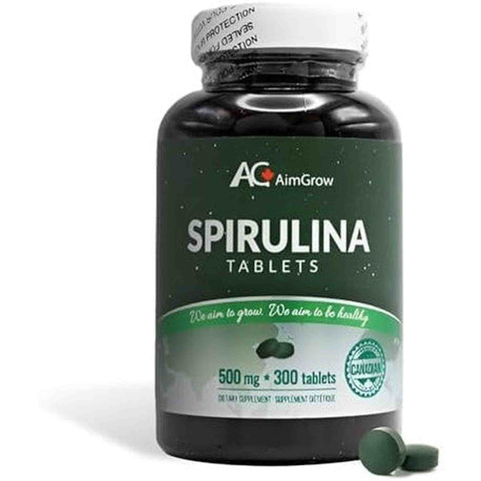 AC Aimgrow Spiruline 500mg – 300 Comprimés – Superaliment Canadien