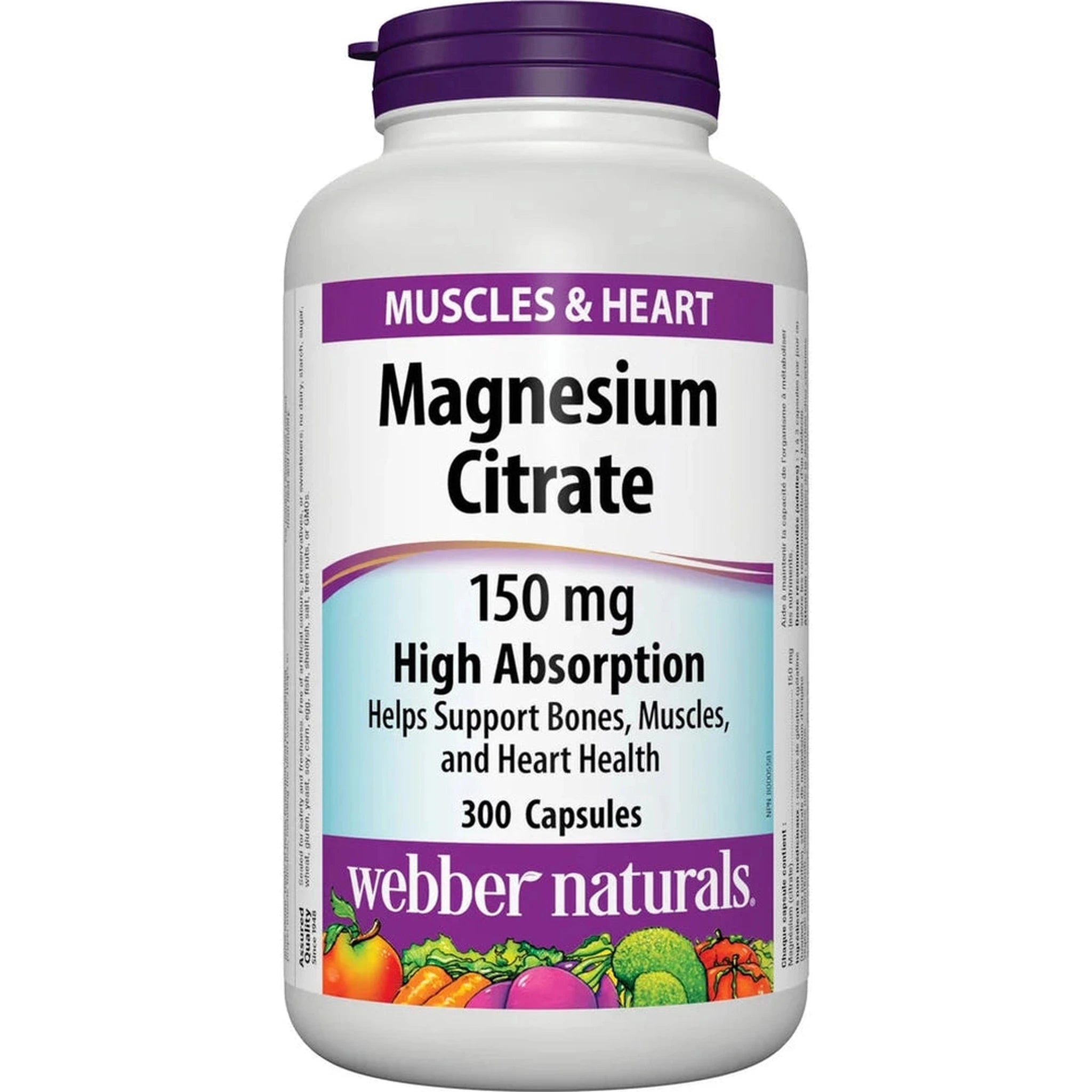Webber Naturals Magnésium Citrate 150mg – 300 Capsules
