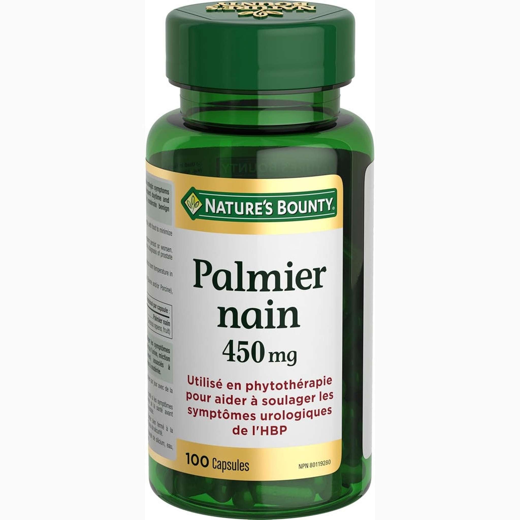 Nature's Bounty Palmier Nain 450mg – 100 Capsules – Santé Prostatique