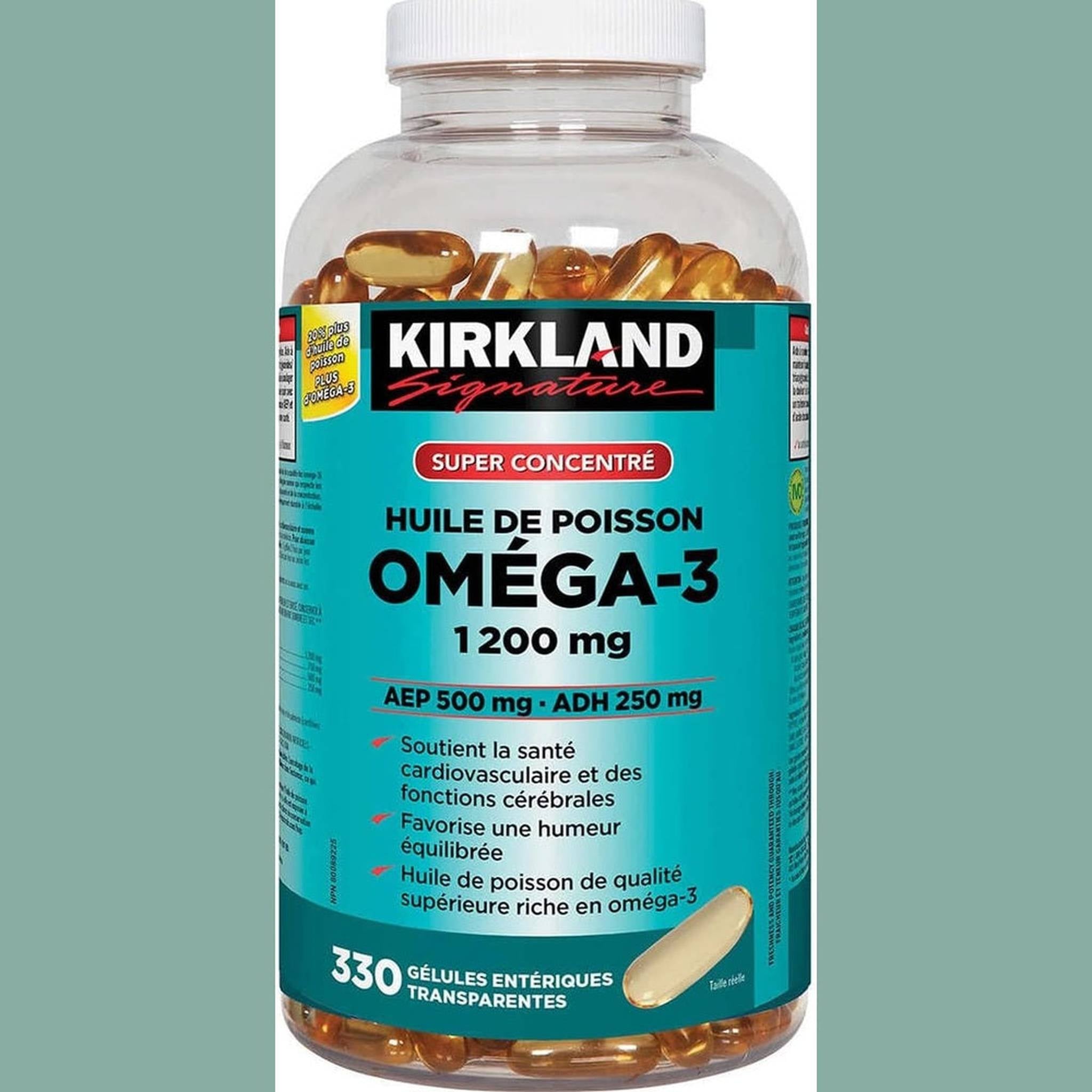 Kirkland Signature Omega-3 Super Concentré 1200mg – 330 Gélules Molles