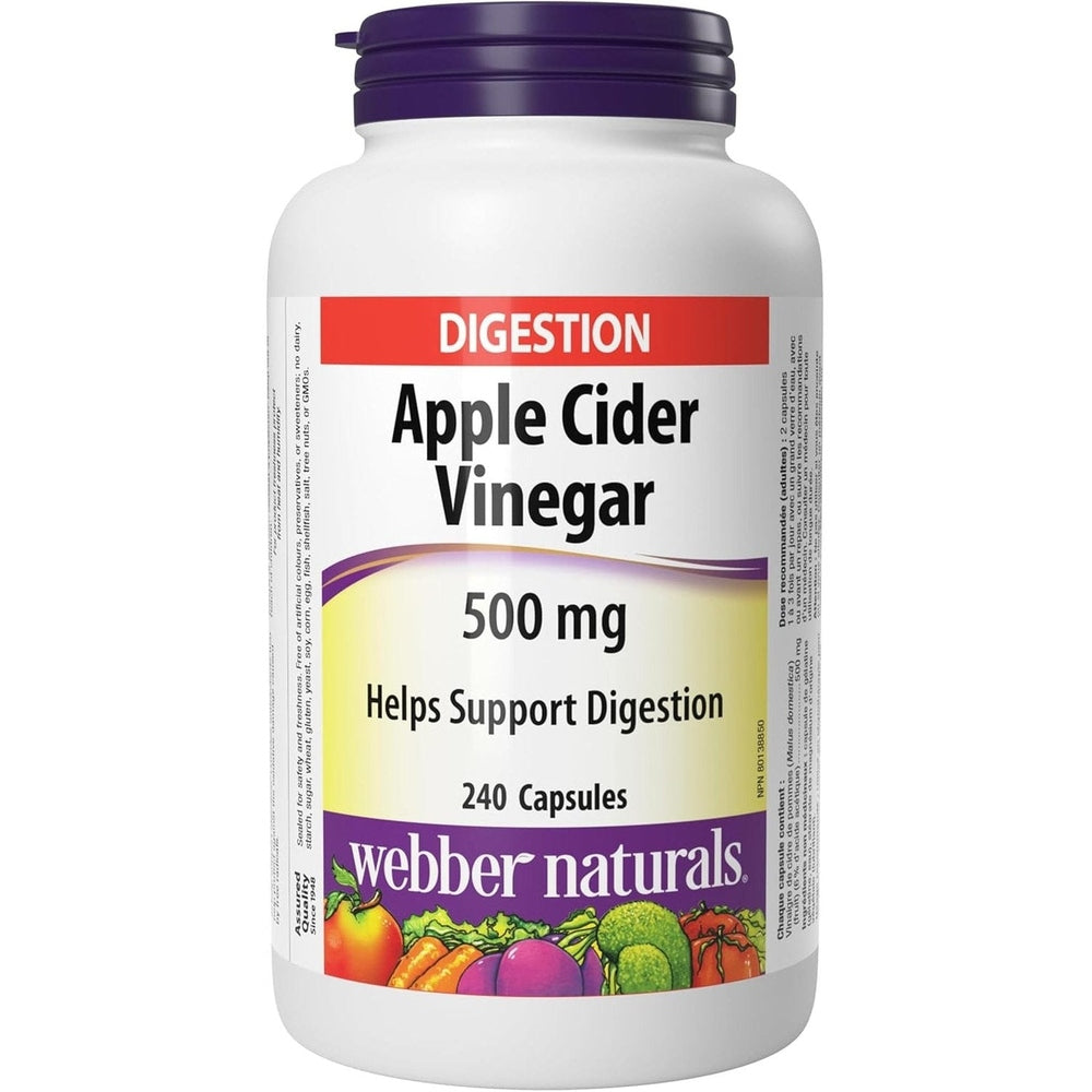 Webber Naturals Vinaigre de Cidre de Pomme 500mg – Nouvelle Formule – 240 Gélules