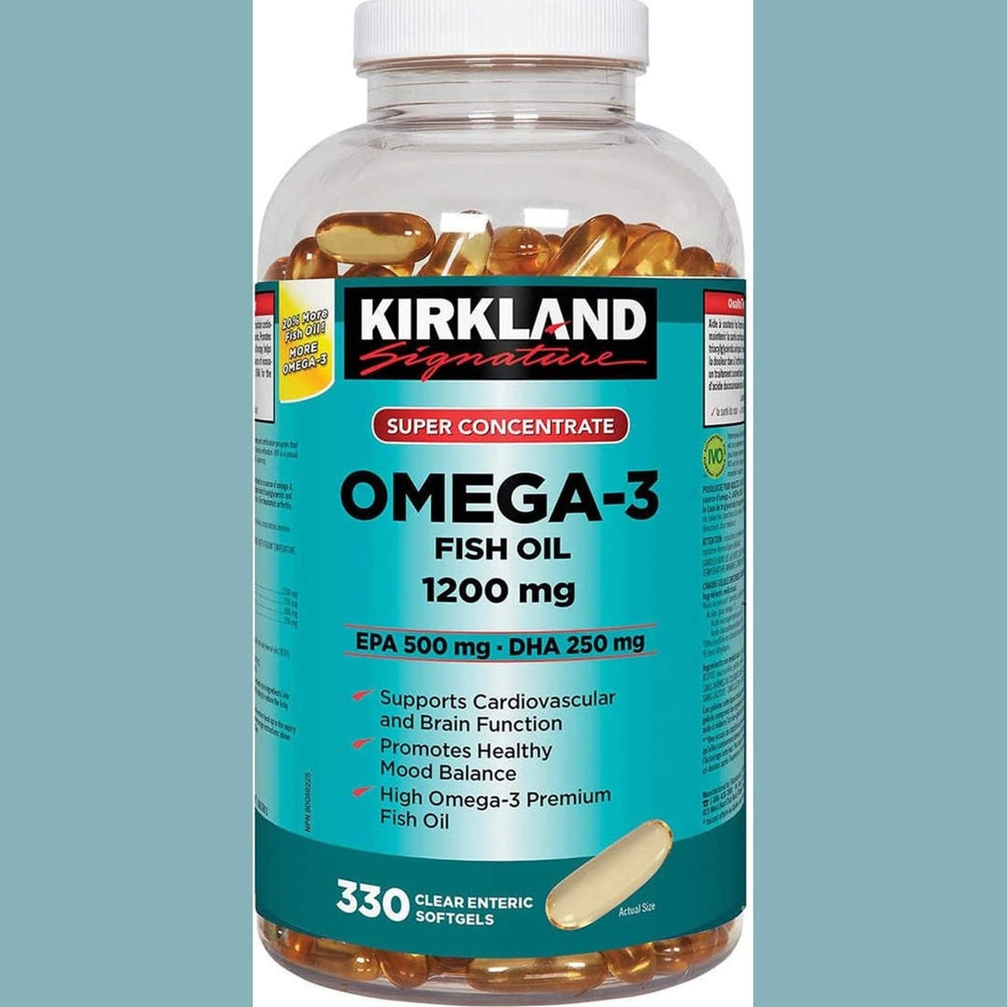 Kirkland Signature Omega-3 Super Concentré 1200mg – 330 Gélules Molles