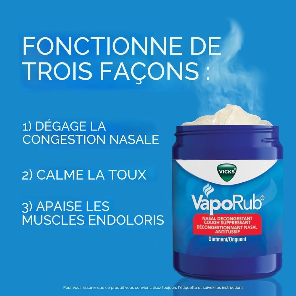 Vicks VapoRub Pommade Décongestionnante – Rhume, Toux & Douleurs – Parfum Original – 100g