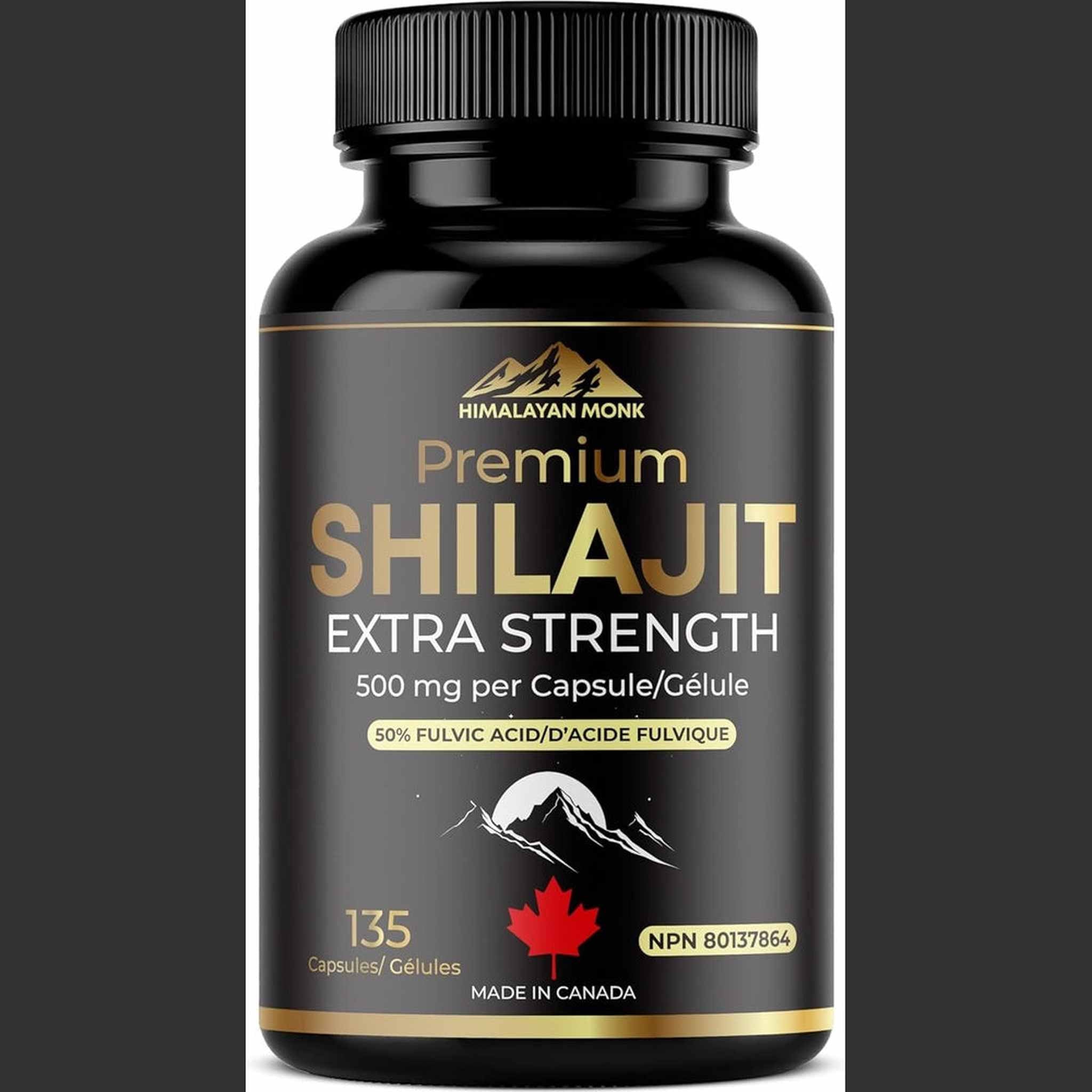 Himalayan Monk Premium Shilajit Extra Fort 500mg – 135 Capsules – 50% Acide Fulvique
