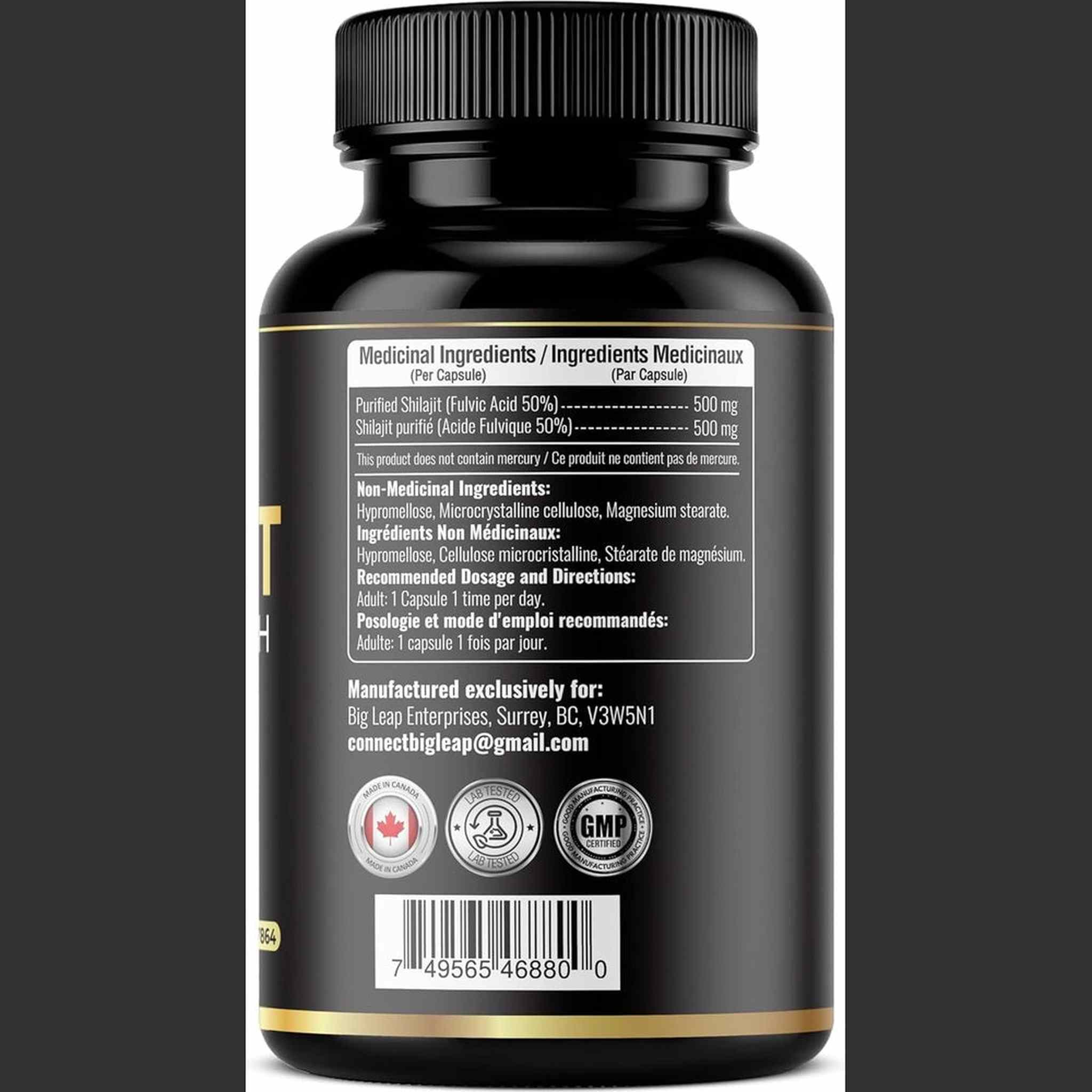 Himalayan Monk Premium Shilajit Extra Fort 500mg – 135 Capsules – 50% Acide Fulvique