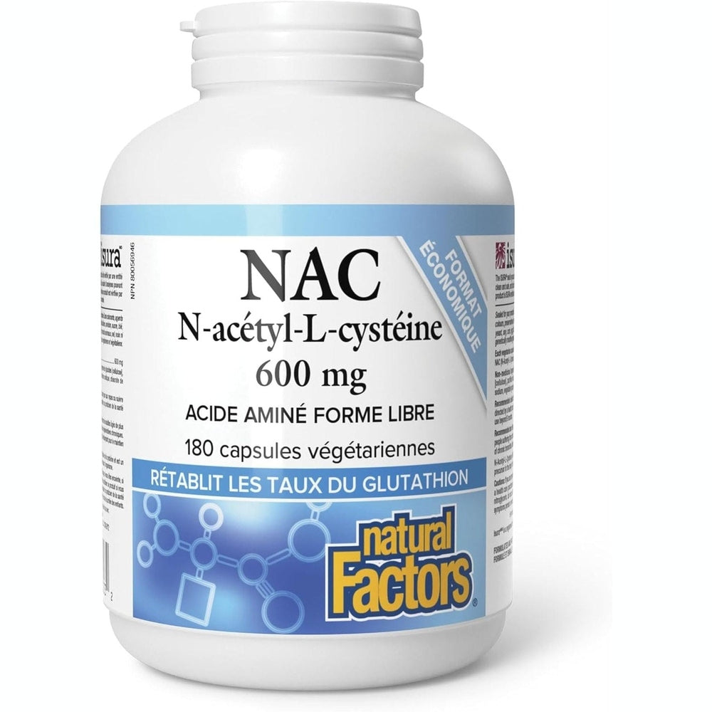 Natural Factors NAC N-Acétyl-L-Cystéine 600mg – 180 Gélules Végétariennes