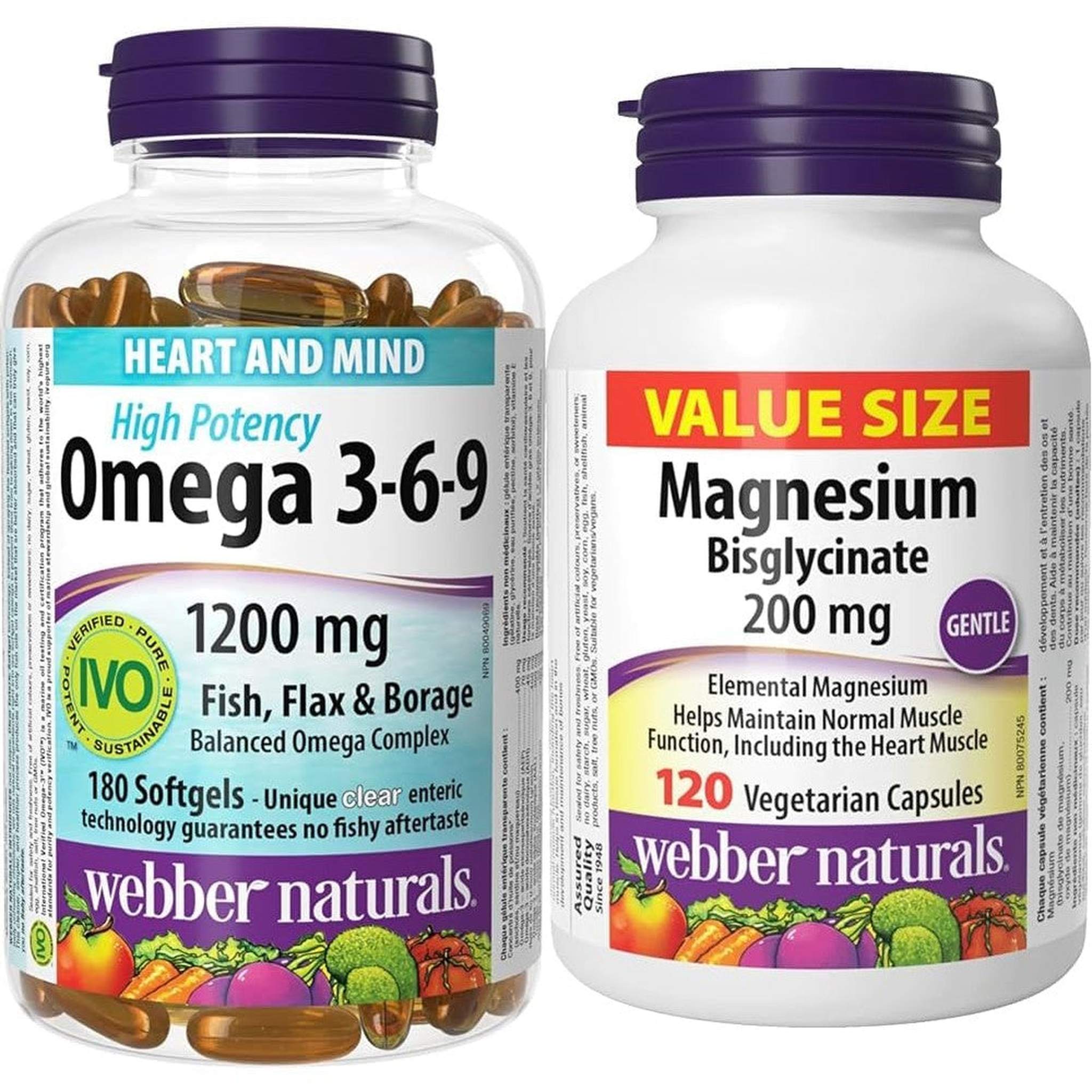 Webber Naturals Omega 3-6-9 1200mg – 180 Capsules Entériques – Sans Arrière-Goût