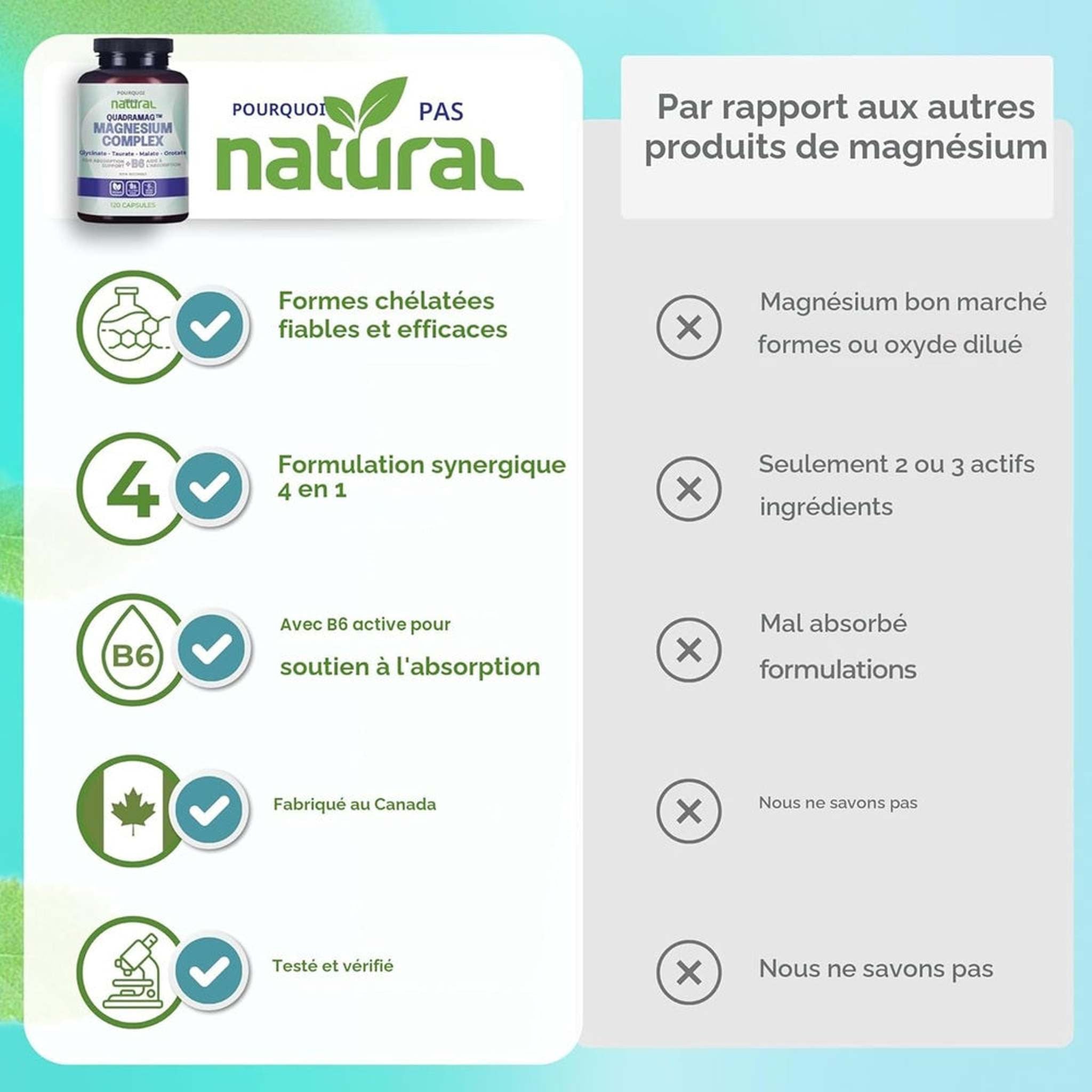 Complexe de Magnésium 4 en 1 – Glycinate, Taurate, Malate, Orotate