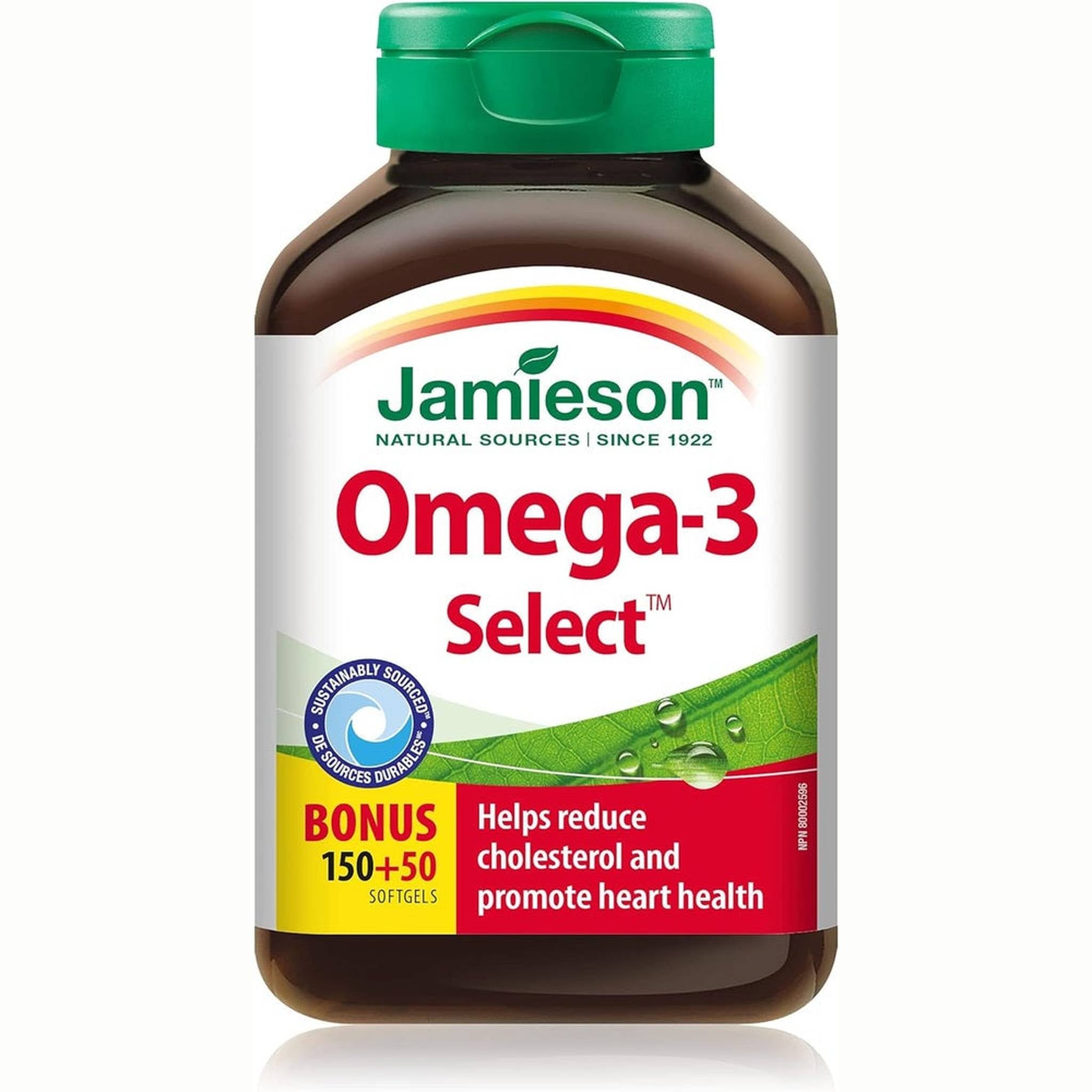 Jamieson Omega-3 Select 1000mg – EPA 300mg & DHA 200mg – 200 Gélules