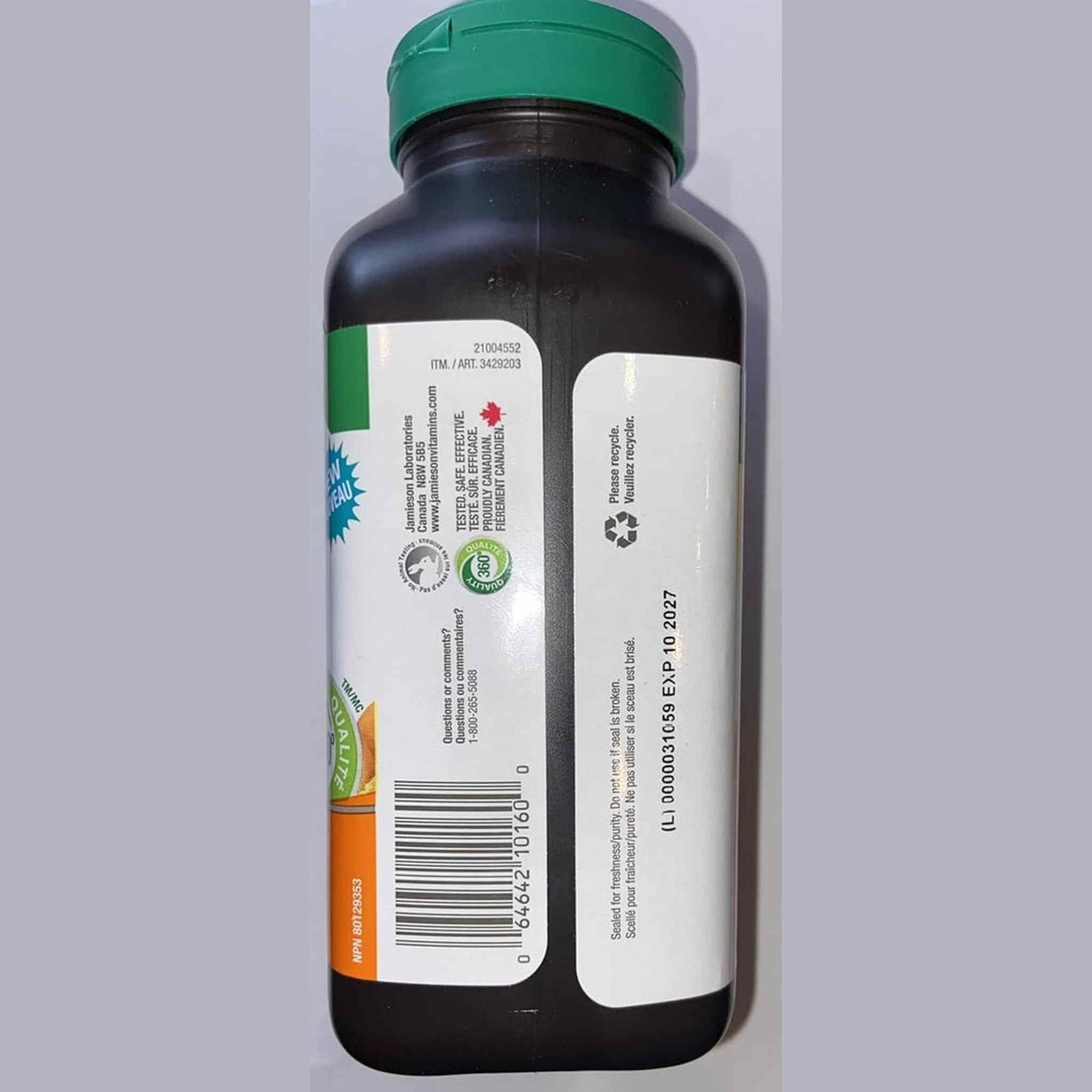 Jamieson Vitamine C + Zinc – Comprimés à Mâcher Saveur Orange – 600mg – 340 Comprimés