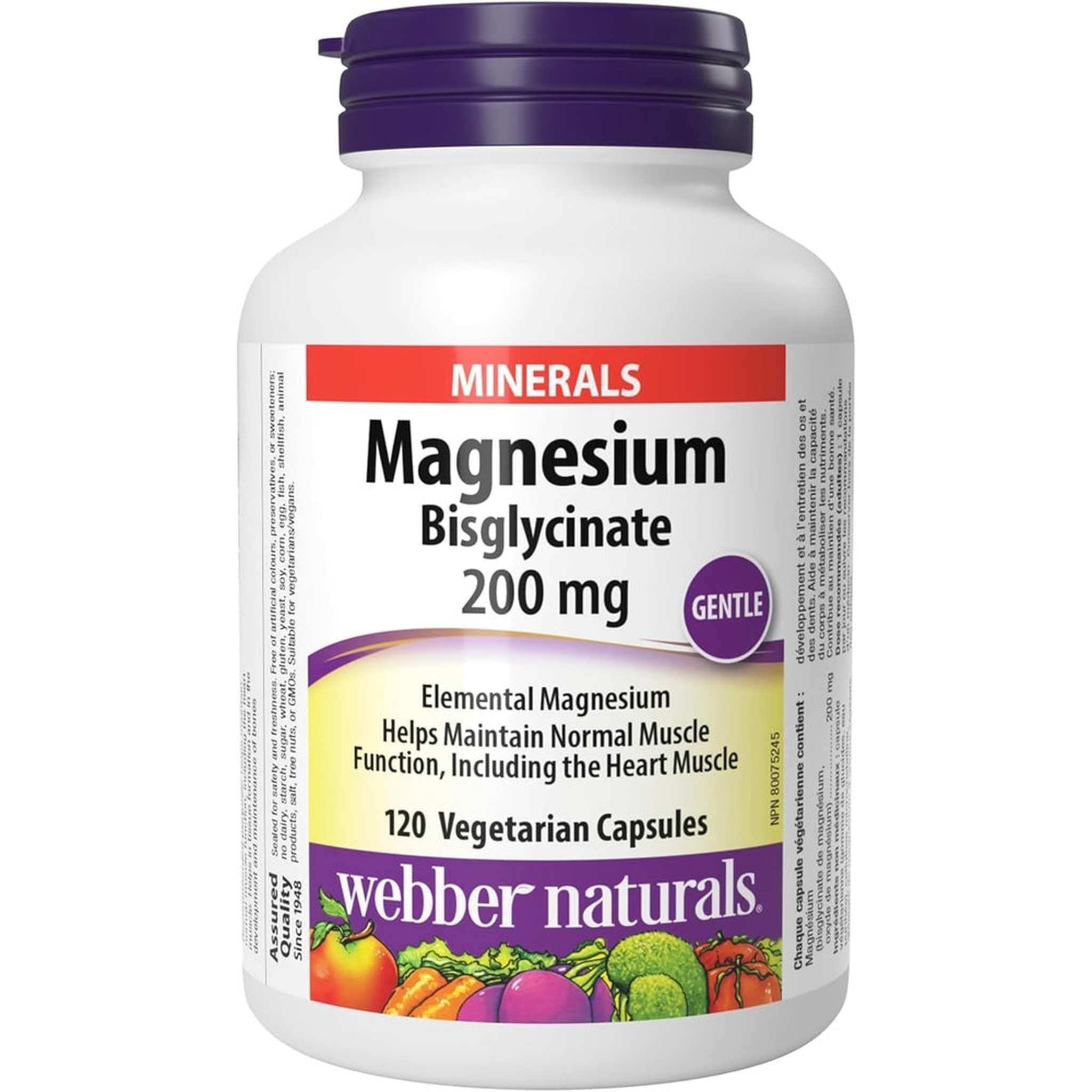 Webber Naturals Magnésium Bisglycinate 200mg – 120 Capsules