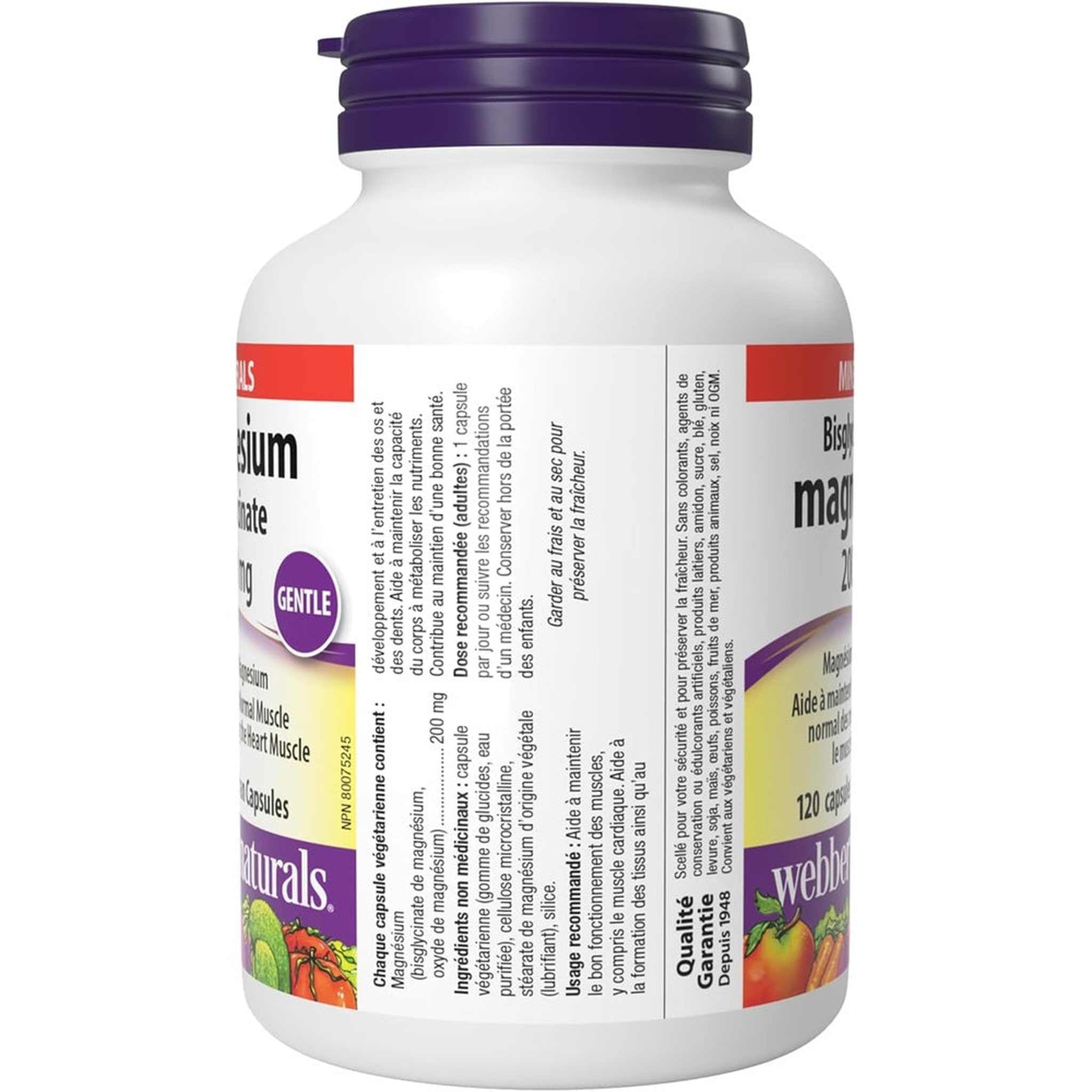 Webber Naturals Magnésium Bisglycinate 200mg – 120 Capsules