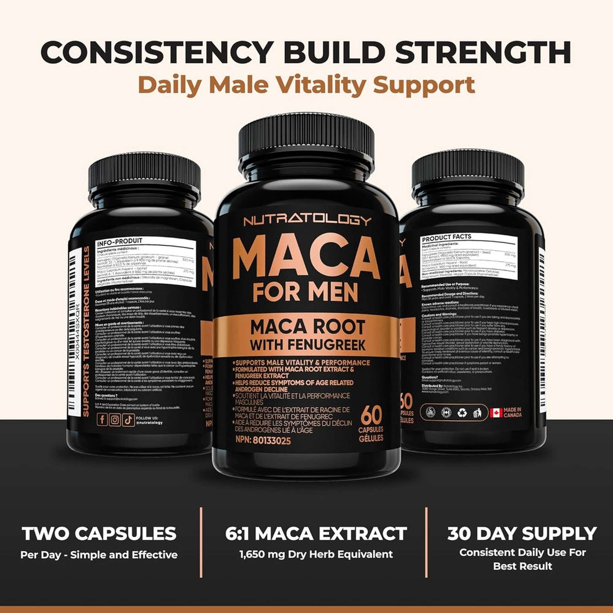 Maca pour Homme avec Fenugreek – 60 Capsules