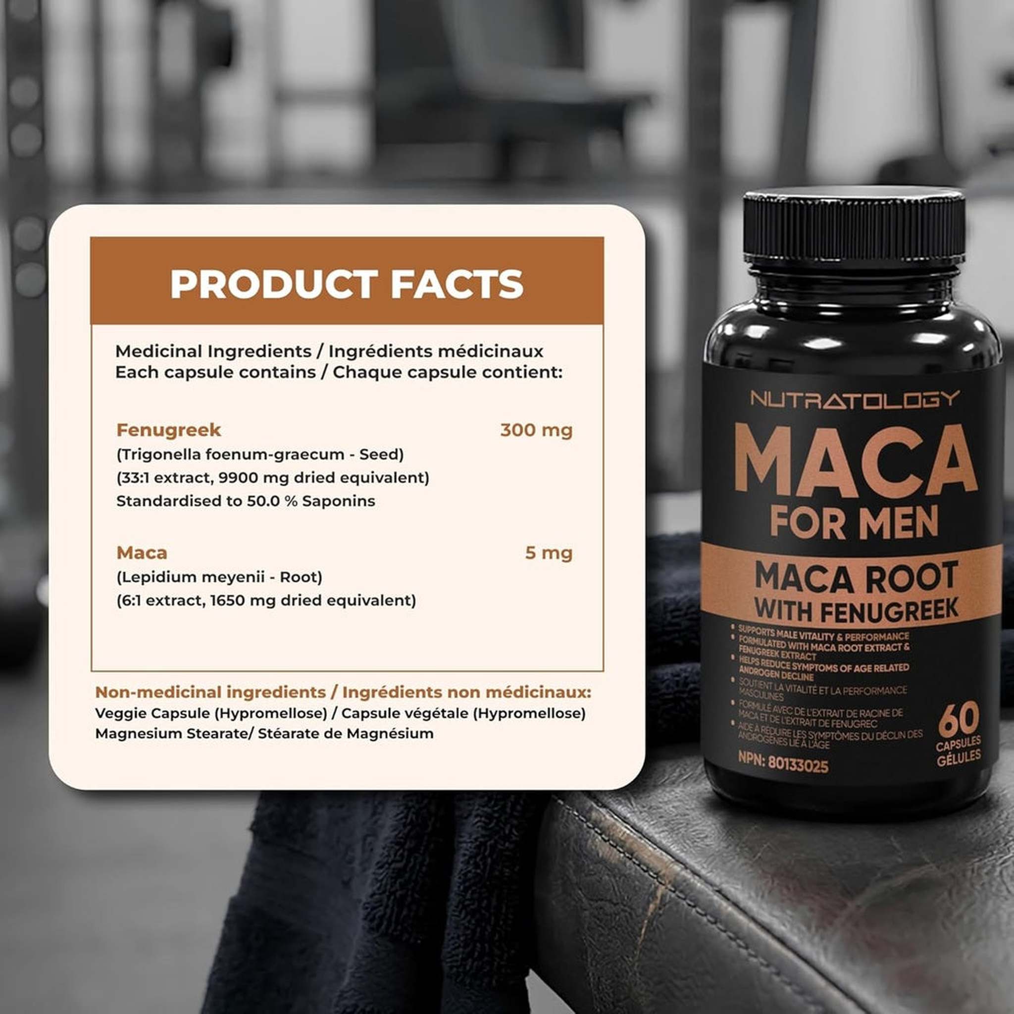 Maca pour Homme avec Fenugreek – 60 Capsules