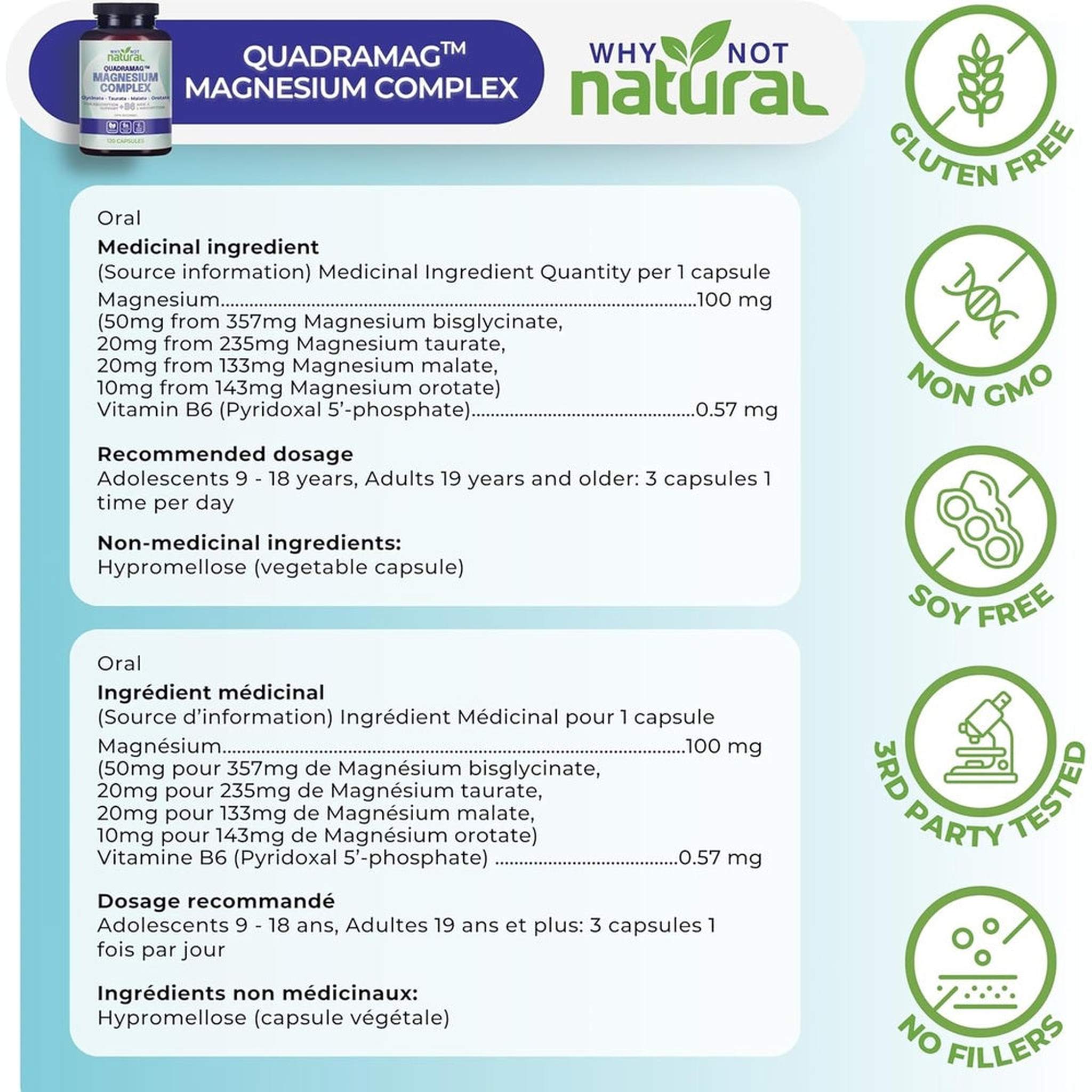 Complexe de Magnésium 4 en 1 – Glycinate, Taurate, Malate, Orotate