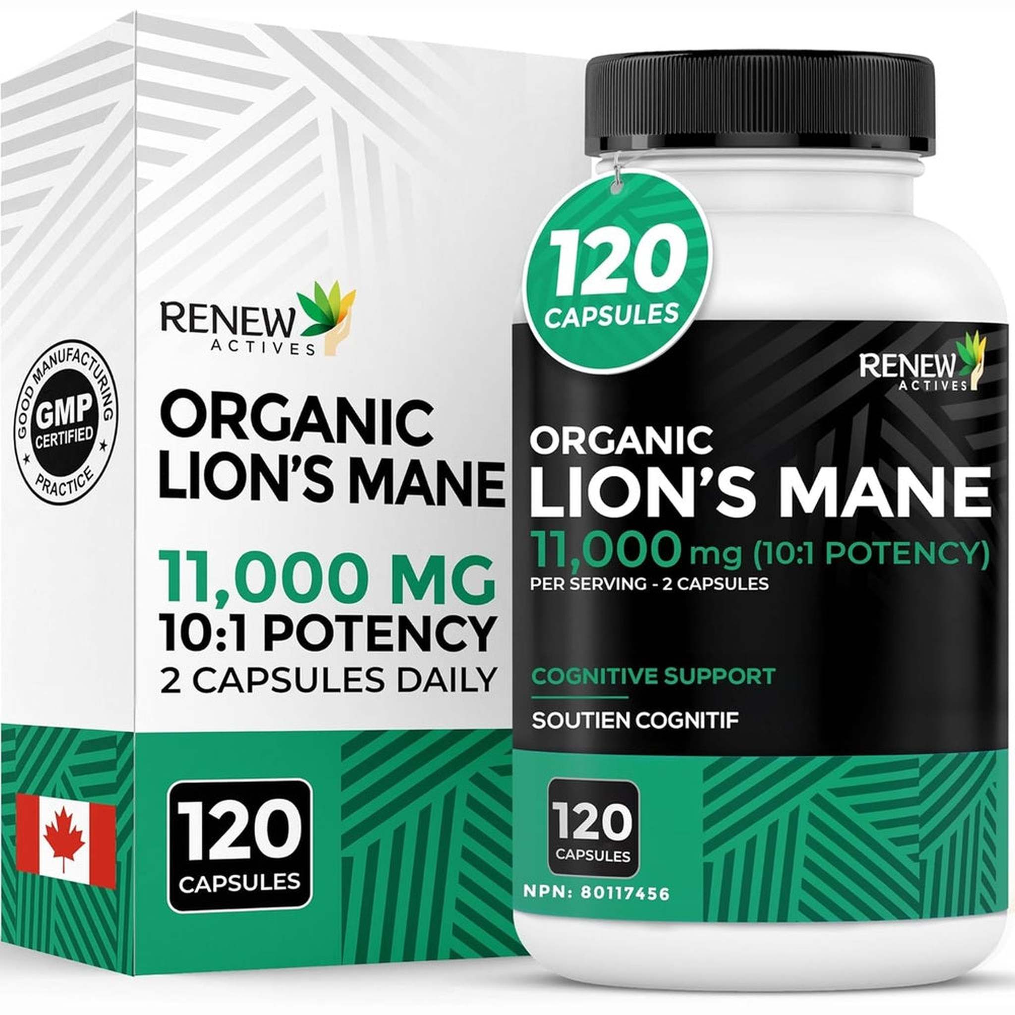 RENEW ACTIVES Crinière de Lion Biologique 11 000mg – 120 Capsules