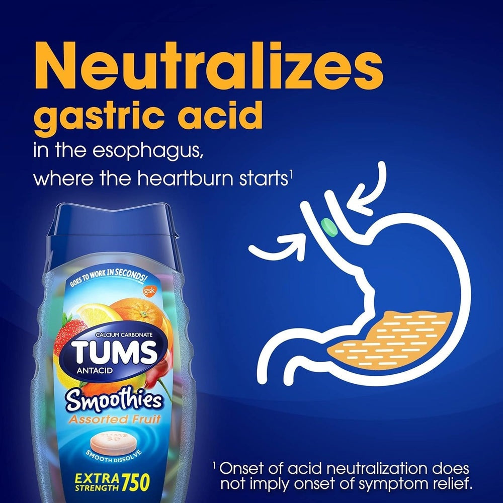 Tums Ultra Fort Antiacide – 200 Comprimés – Menthe Poivrée, Fruits Assortis & Smoothies