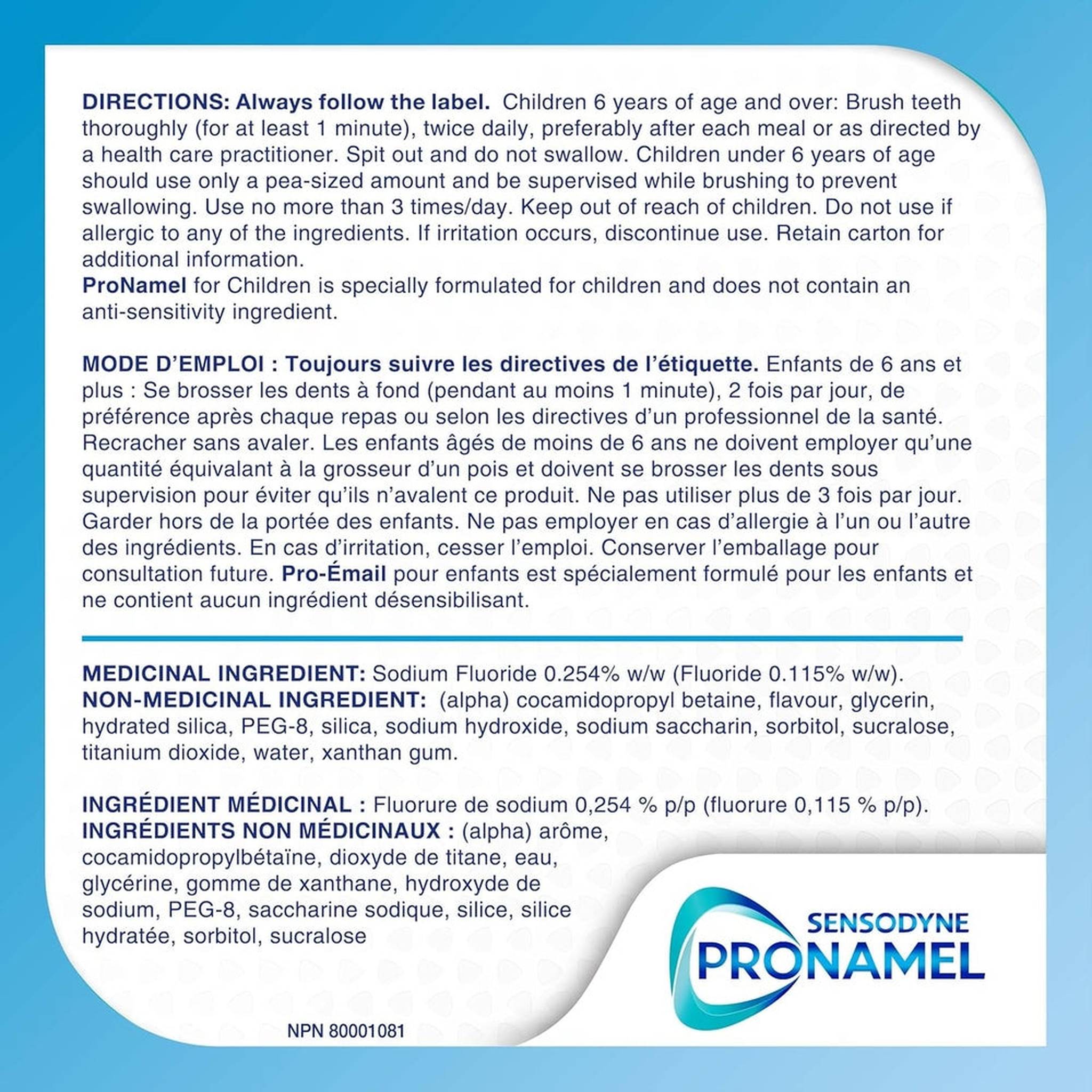 Pronamel Enfants Dentifrice Anti-Caries & Soin de l'Émail – Menthe Douce – 75ml
