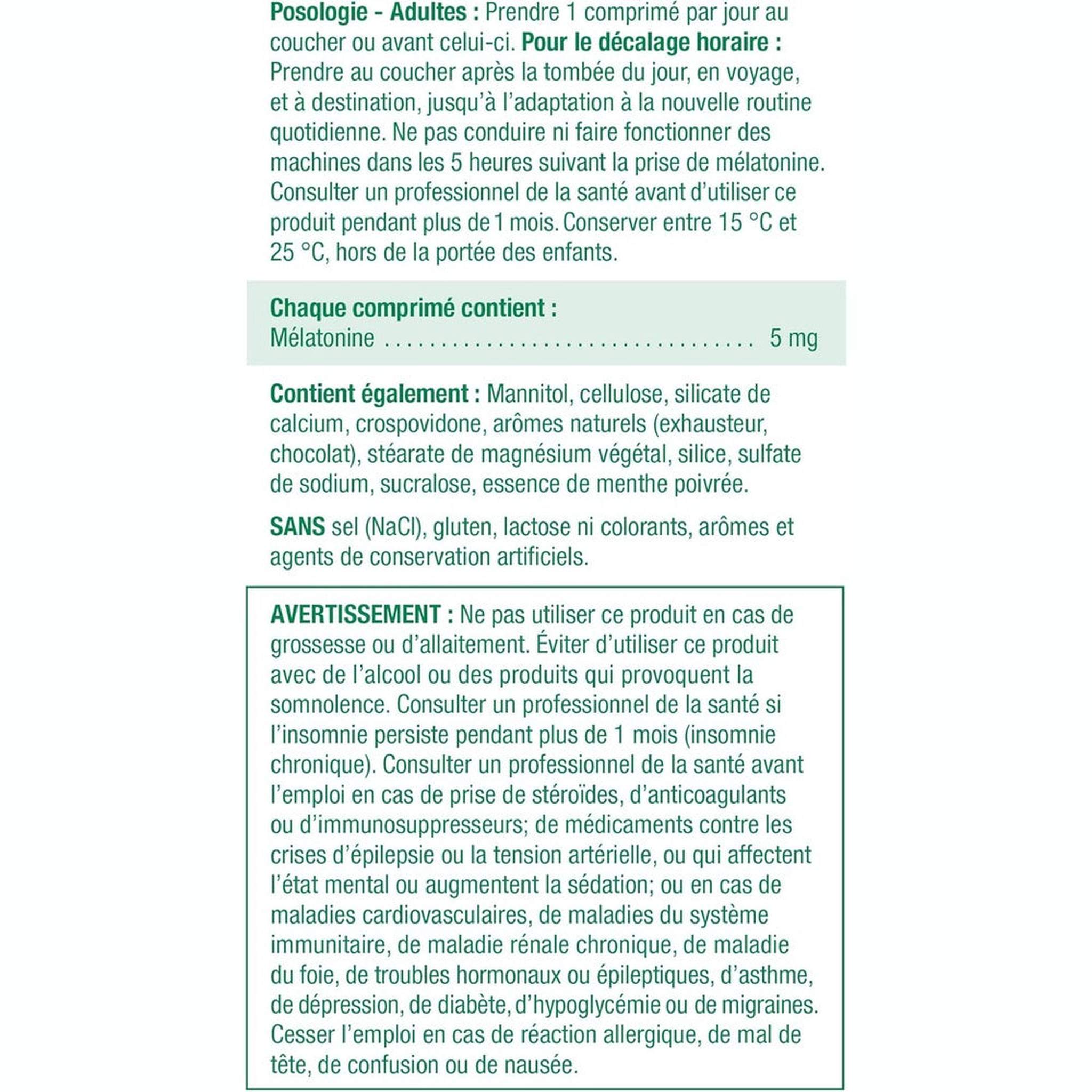 Jamieson Mélatonine 5mg Extra Forte – Menthe Chocolat – 100 Comprimés à Dissolution Rapide