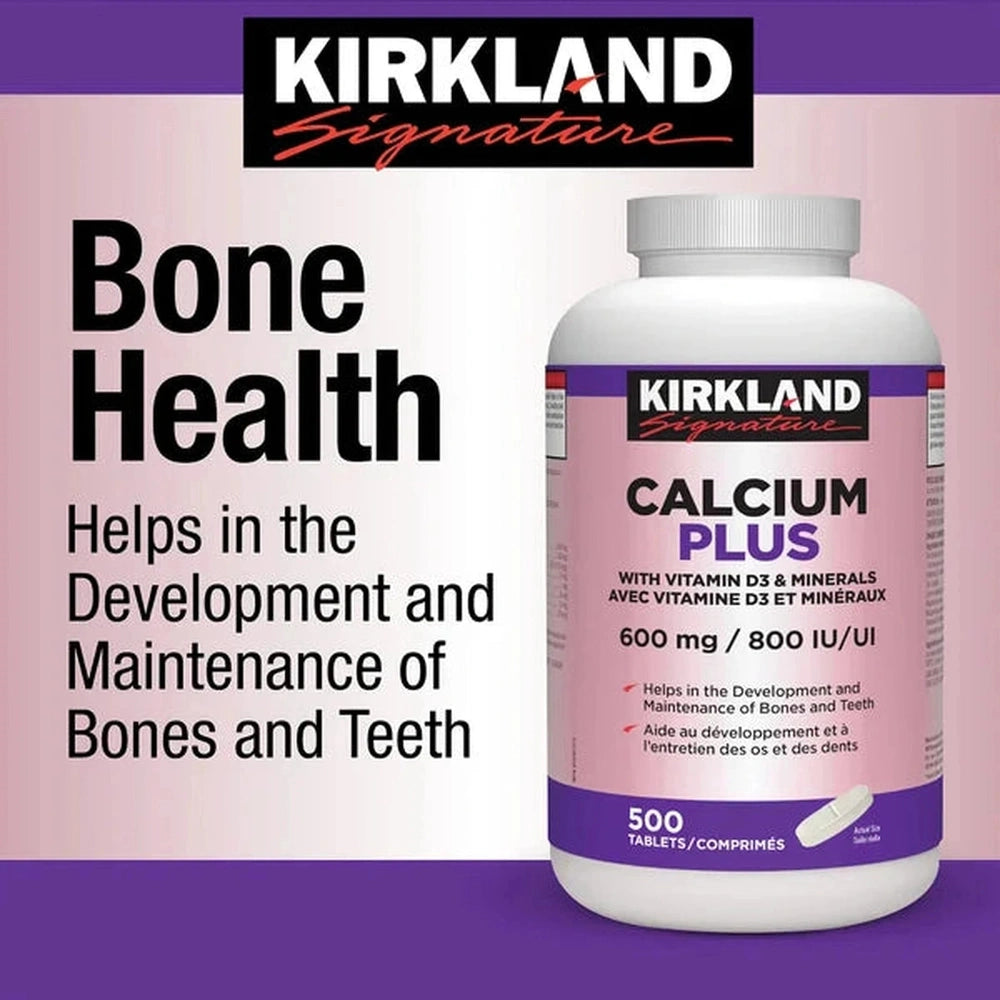 Calcium Plus 600mg + D3 + Minéraux - Formule Complète | 500 Comprimés