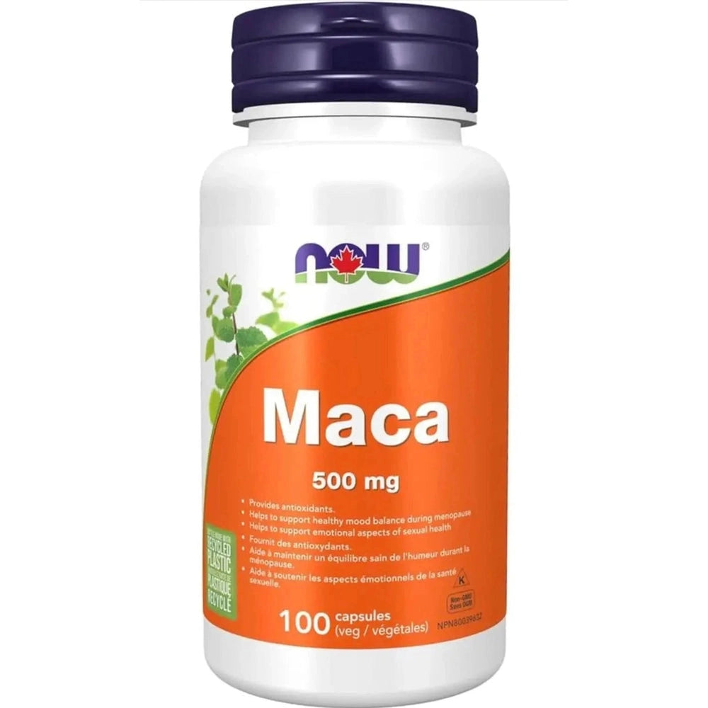 Maca 500mg NOW Foods - Boîte de 100 capsules végétales pour énergie et vitalité - Disponible à Dakar
